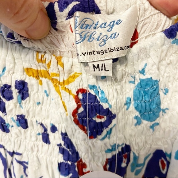 NWTs Vintage Ibiza | Bobbin Block Print Tiered 100% Cotton Babydoll Dress M/L - Picture 3 of 9